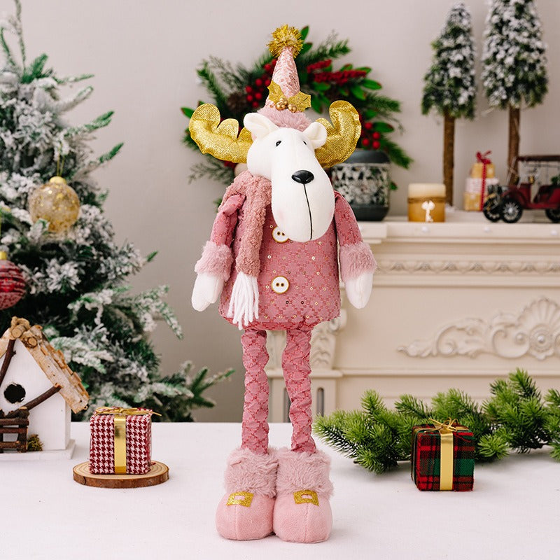 Christmas Decoration Pink Old Man Snowman Elk Stretch Doll Desktop Window Display Christmas Gift