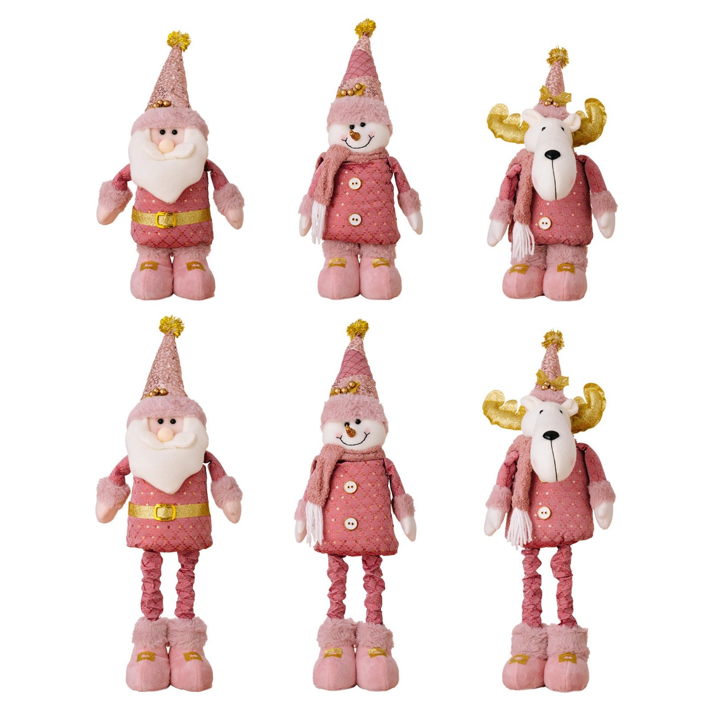 Christmas Decoration Pink Old Man Snowman Elk Stretch Doll Desktop Window Display Christmas Gift