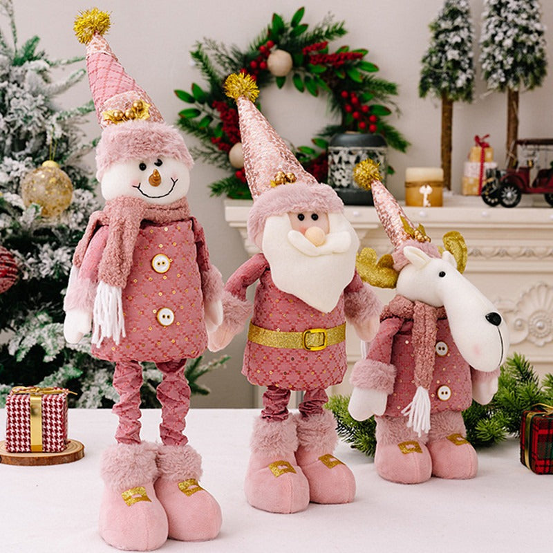 Christmas Decoration Pink Old Man Snowman Elk Stretch Doll Desktop Window Display Christmas Gift