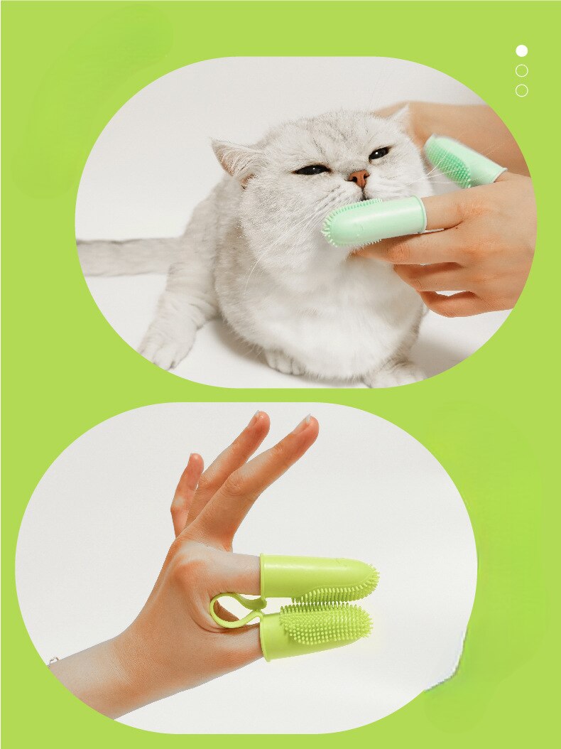 New Dog Toothbrush Double Fingers Pet Supplies Teeth Cleaning Finger Sleeves Oral Cleaning Tools Puppy Accessories Useful Gadget