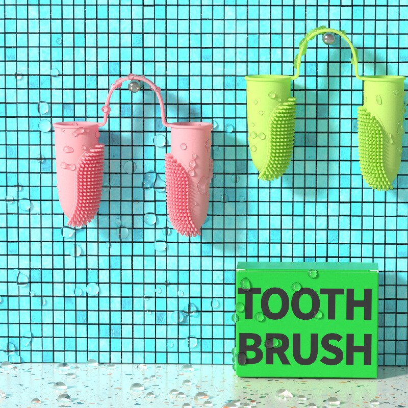 New Dog Toothbrush Double Fingers Pet Supplies Teeth Cleaning Finger Sleeves Oral Cleaning Tools Puppy Accessories Useful Gadget