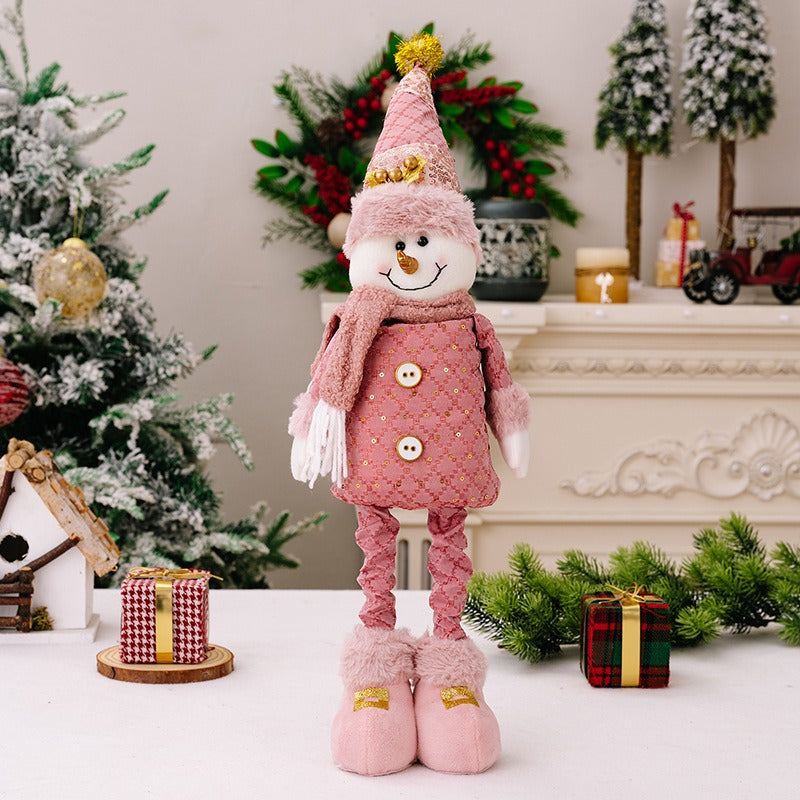 Christmas Decoration Pink Old Man Snowman Elk Stretch Doll Desktop Window Display Christmas Gift